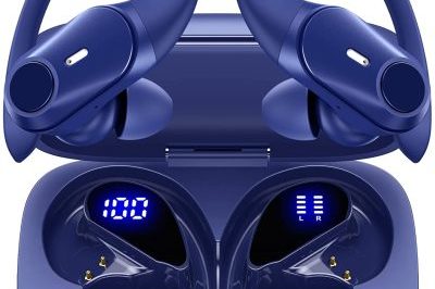 LED Battery Display Waterproof Earphones with Earhooks (2)